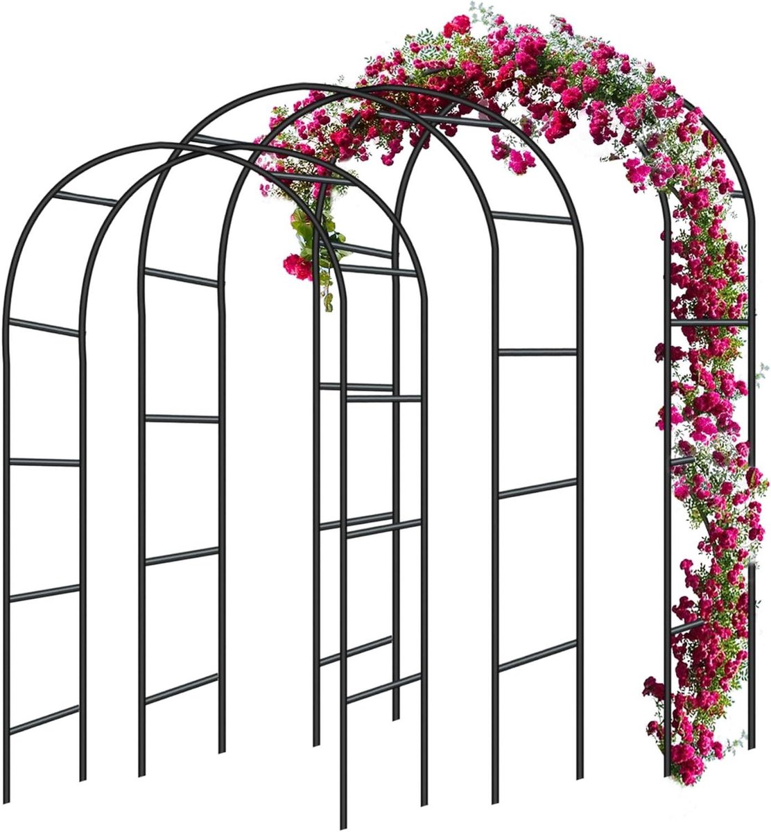 Rozenboog - Klimhulp Boog - Tuin Decoratie - Roestvrij Staal - 240 x 140 cm - Zwart