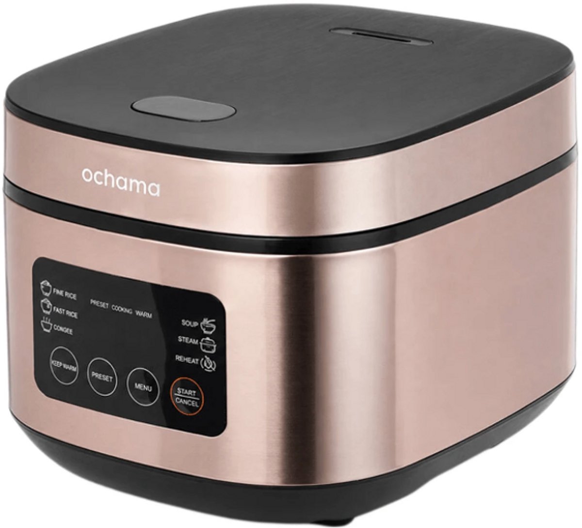 Rijstkoker 4L 930W – Digitale Rijstkoker met 6 Voorgeprogrammeerde Menu’s, Warmhoudfunctie en 24-uurs Timer – Metaalgrijs