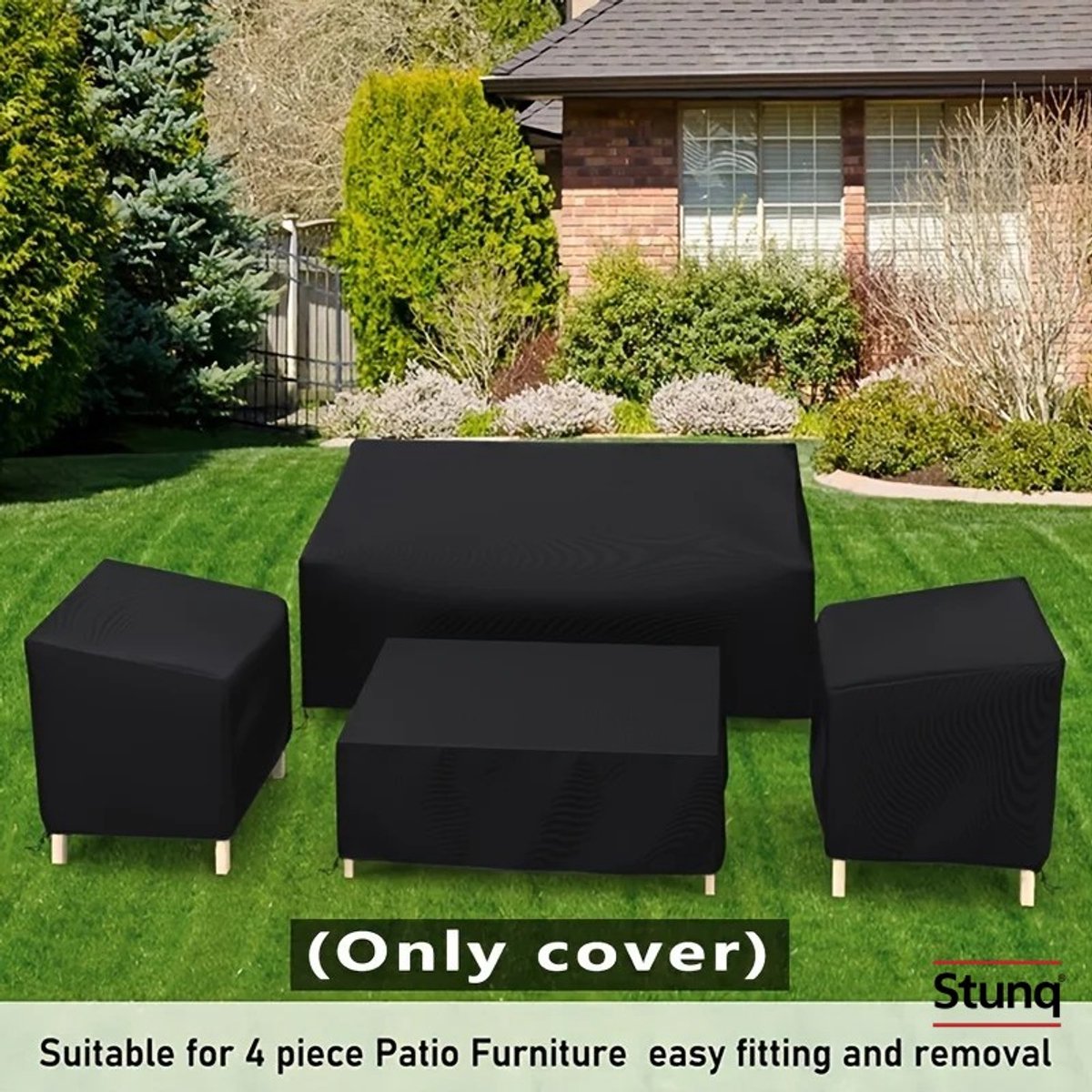 Stunq Tuinmeubelhoes Set 4-delig 210D Oxford Zwart