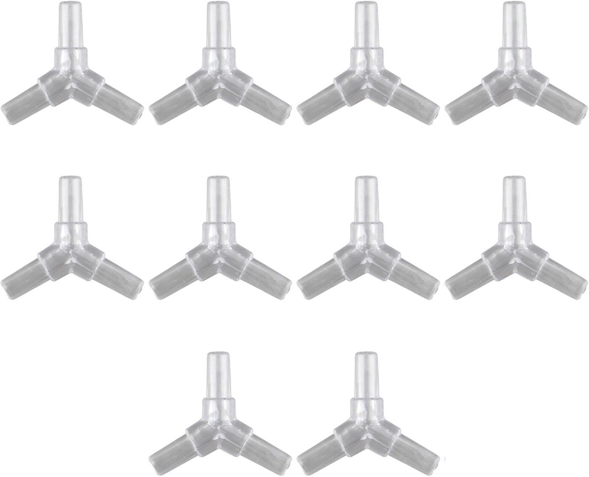 Dailygoods- Luchtklep Y-vormig - 3-weg Connector - 10 Stuks - Kunststof - 4mm Binnendiameter - Eenvoudig te monteren - Luchtverdeler