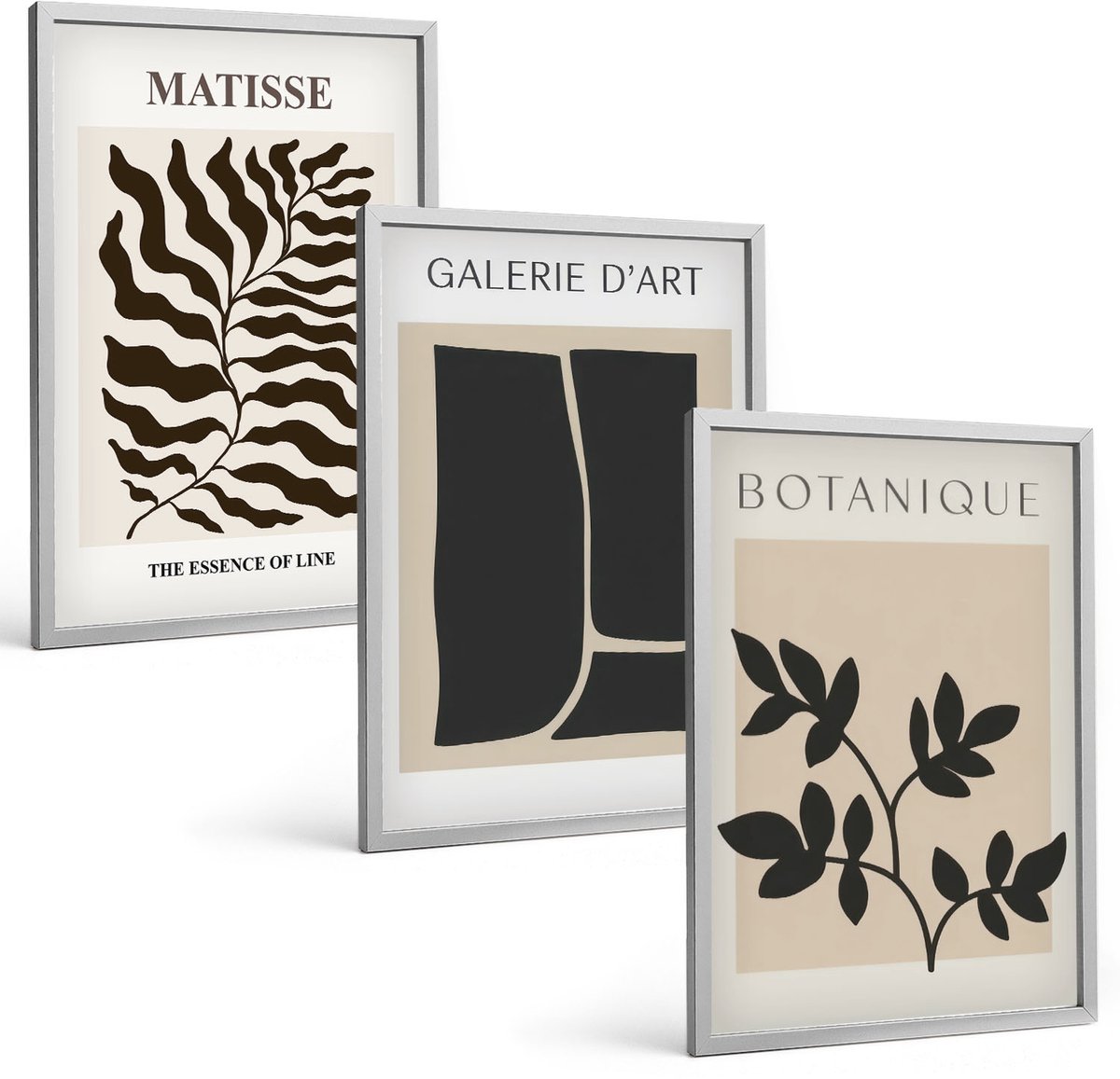 Coloray 3-Delige Schilderij Set - Minimalistische Posters Met Plantenpatronen En Abstracte Kunst. - 40 x 60 cm - Decoratieve Schilderijen - Wanddecoratie - Hal - Interieur Decoratie