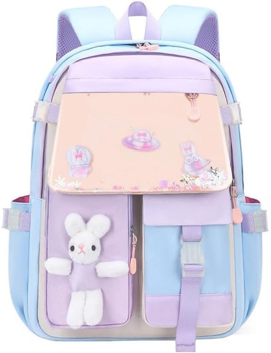 DailySupplies® Boekentas Meisjes Lagere School - Schooltas Eersteleerjaar Groot - 19x46 - Blauw en Paars