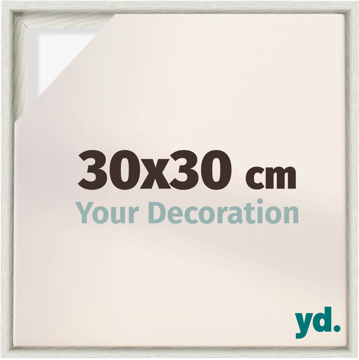 yd, Baklijst 30x30 cm White Wash - Lijst voor Canvasdoek - MDF Lyon