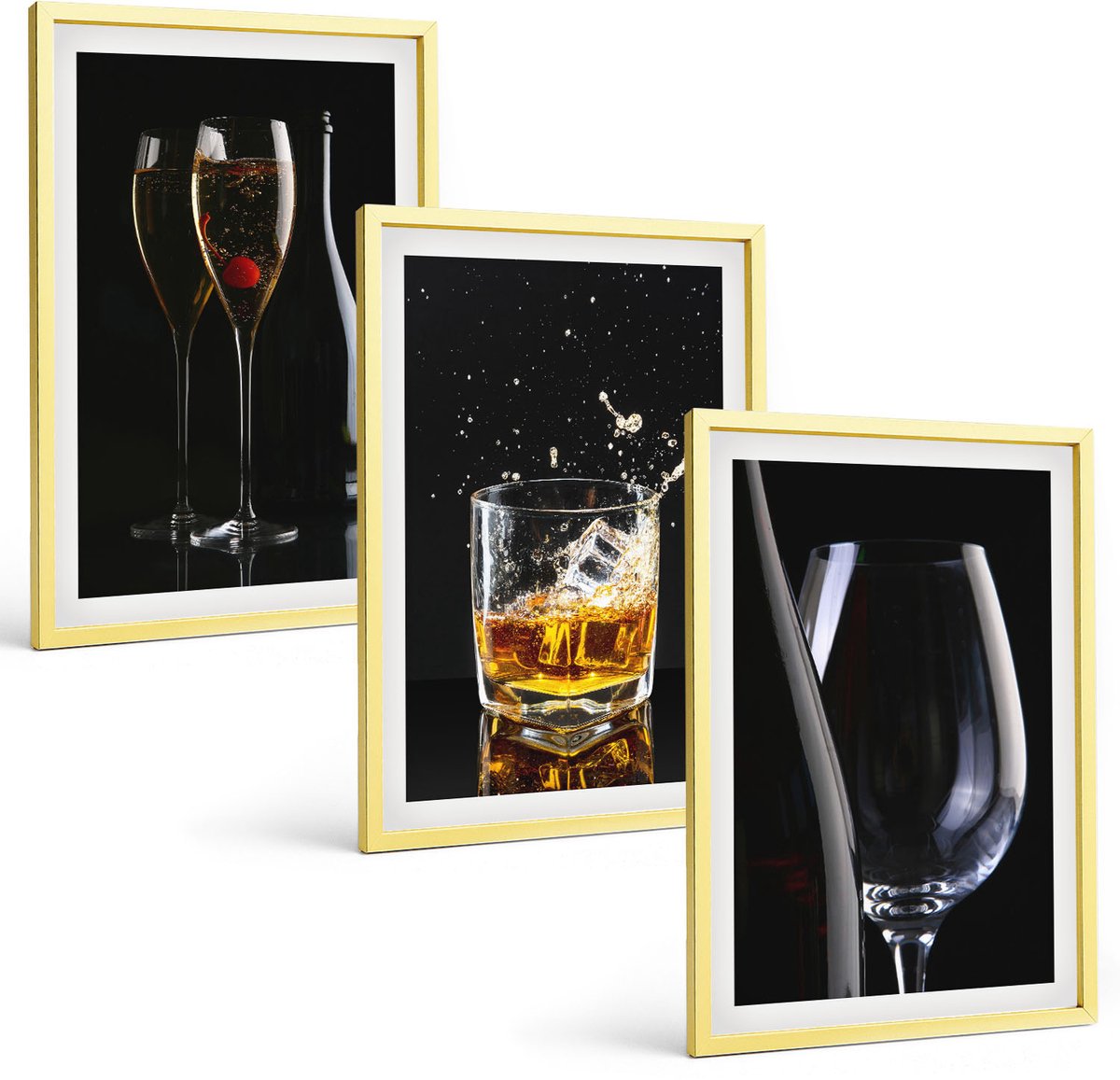 Coloray 3-Delige Schilderij Set - Citroen- En Sinaasappelbloemen In Kleurrijke Patronen - 40 x 40 cm En 40 x 60 cm - Muurdecoratie - Schilderijen Set - Woonkamer - Wanddecoratie