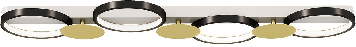 38W LED Plafondlamp | Moderne 4-Rings Woonkamer Plafondlamp |goud en zwart 100 x 31 x 7 cm | Slaapkamer Plafondlampen Armatuur | Restaurant Binnen Plafondlamp