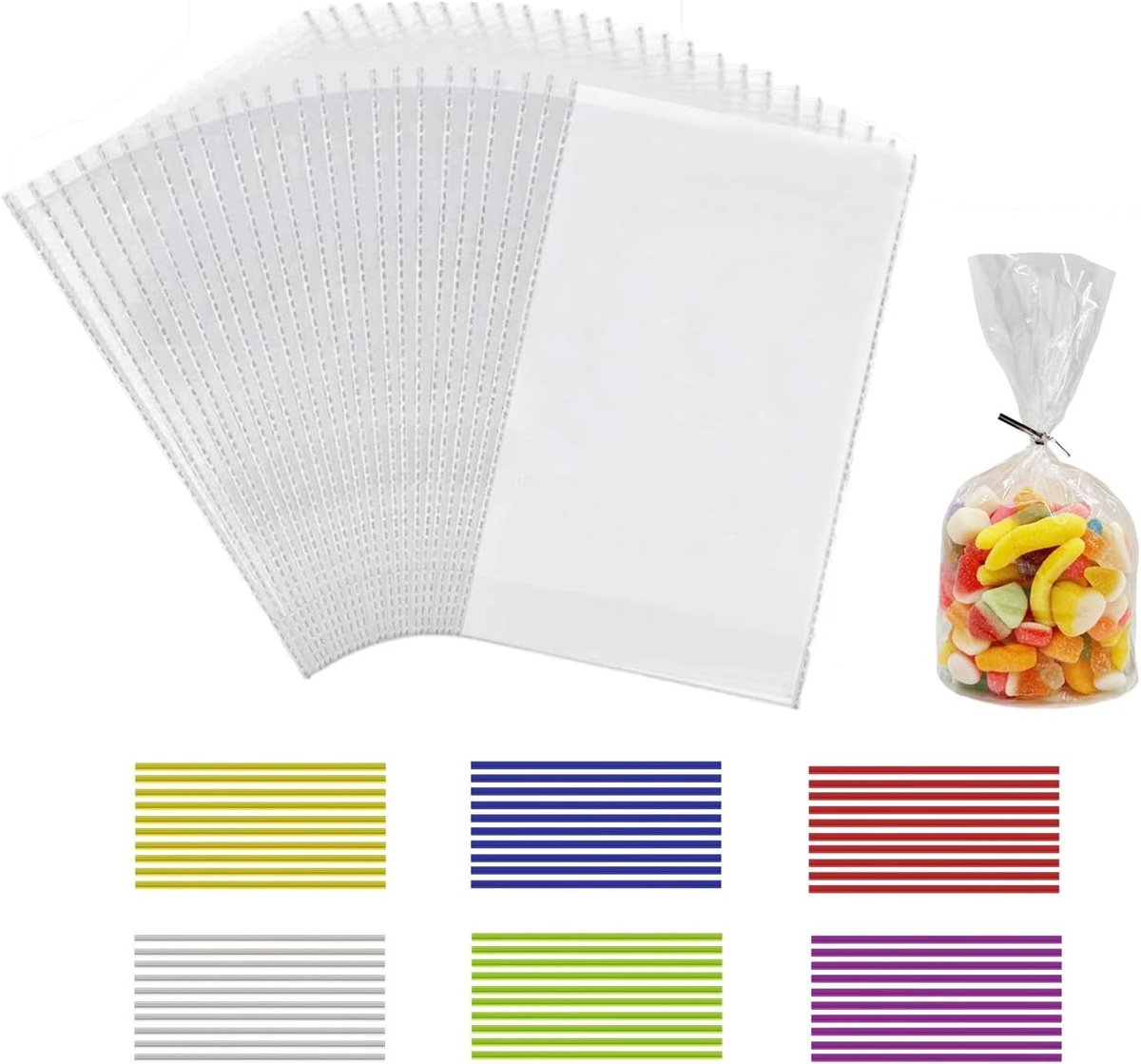 Doorzichtige Cellofaanzakjes - Helder - 25 x 15 cm - Voedselveilige Zakjes voor Snoep en Snacks - Voor Feesten en Cadeaus