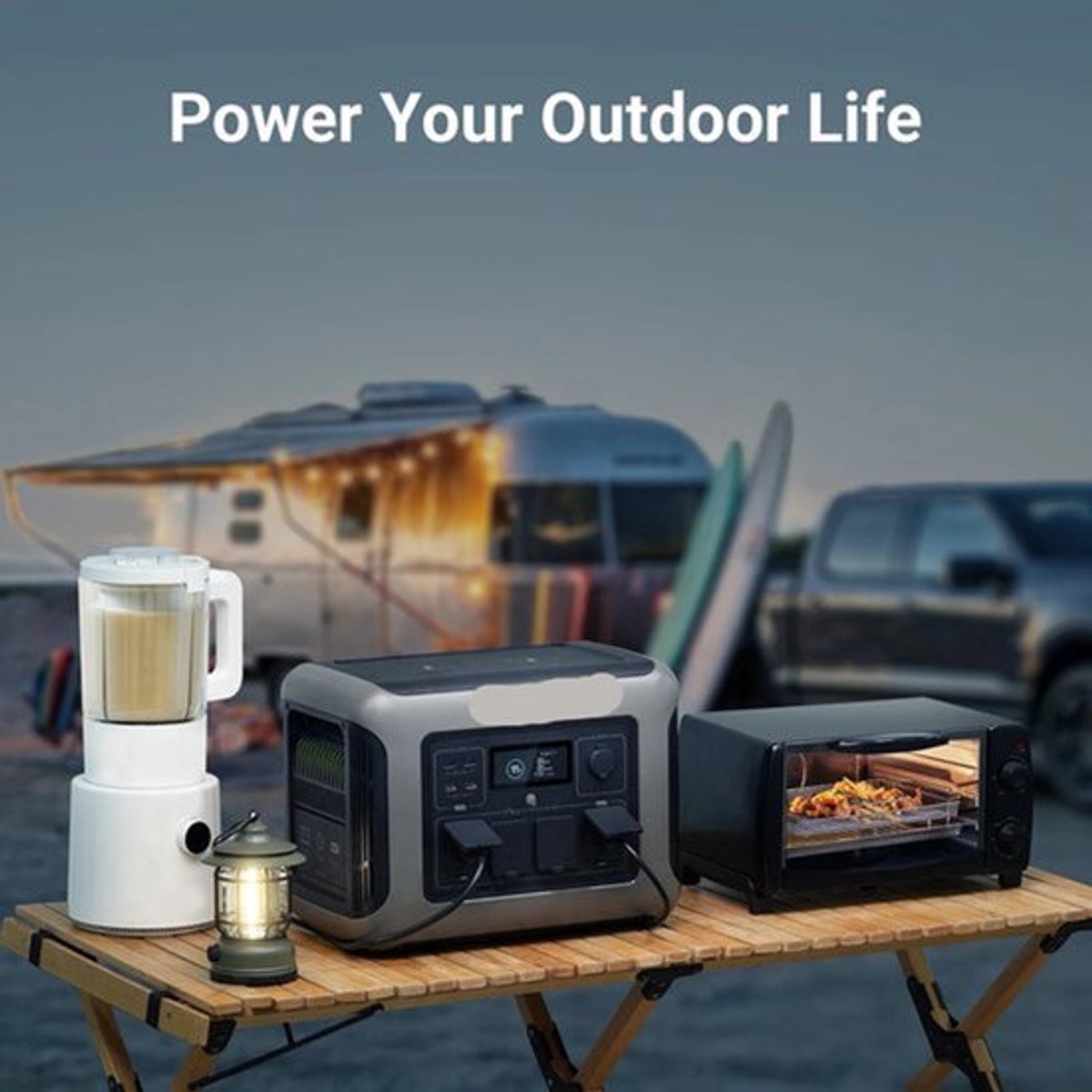 Powerstation - Generator - Aggregaat - Powerbank - Draagbare - met 140W Zonnepaneel - 1152Wh LiFePO4 Zonnegenerator - met AC Output voor Buiten en Noodstroom
