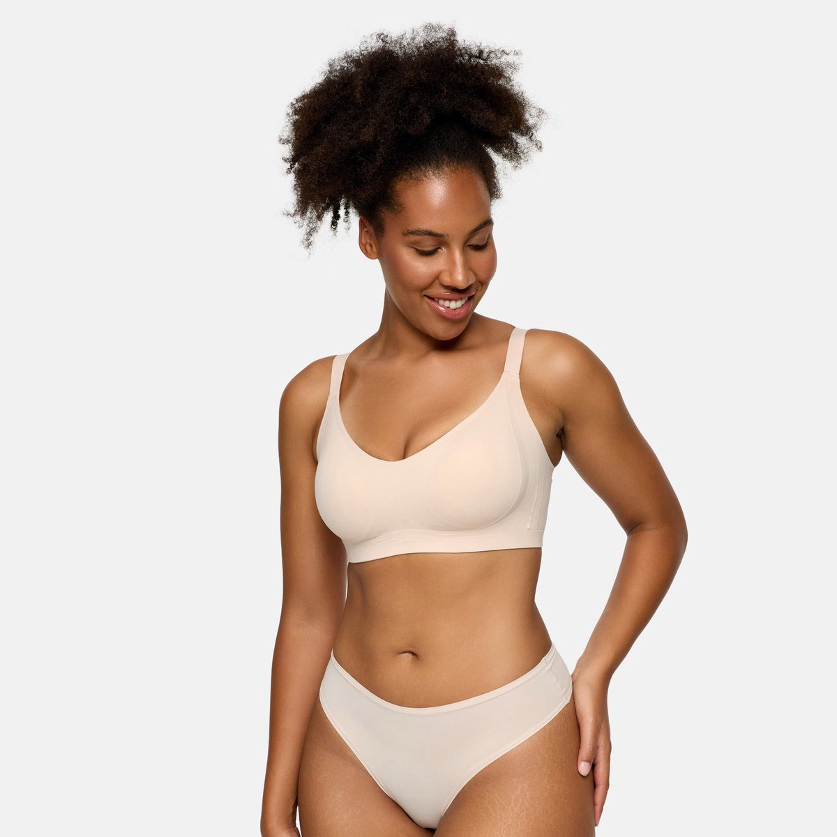 cfab Naadloze compacte push-up bh - Zand - L - BH Zonder Beugel Voorgevormd - Ondergoed - Naadlos