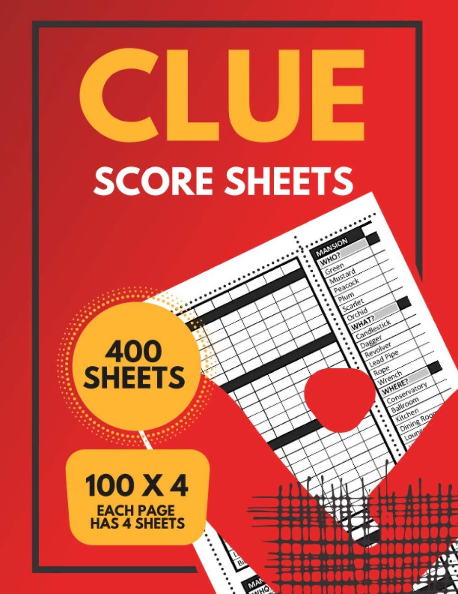 Clue Replacement Pads: Small Size Clue Score Sheets Two Sided (400 sheets) - ShopVlot