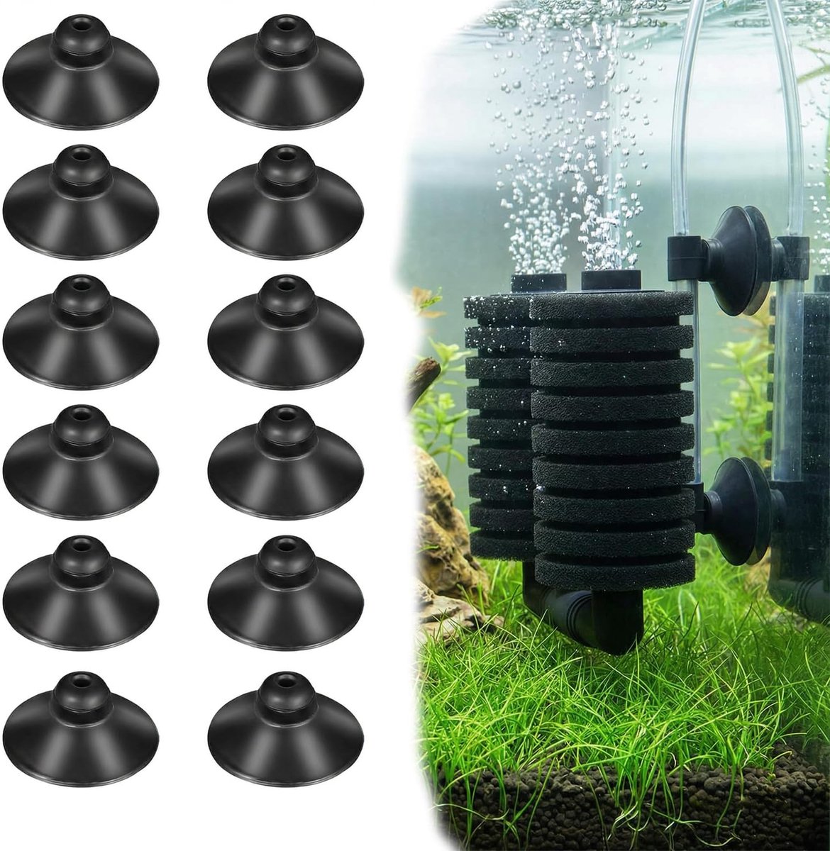 12 stuks- Zuignap voor aquarium- Aquarium zuignapclip - Zuignap Clips -Kunststof zuignappen -slanghouder voor aquarium-aquariumaccessoires- aquariumbenodigdheden-Geschikt voor verwarmingselementen, lampen en waterleidingen-2.8cm
