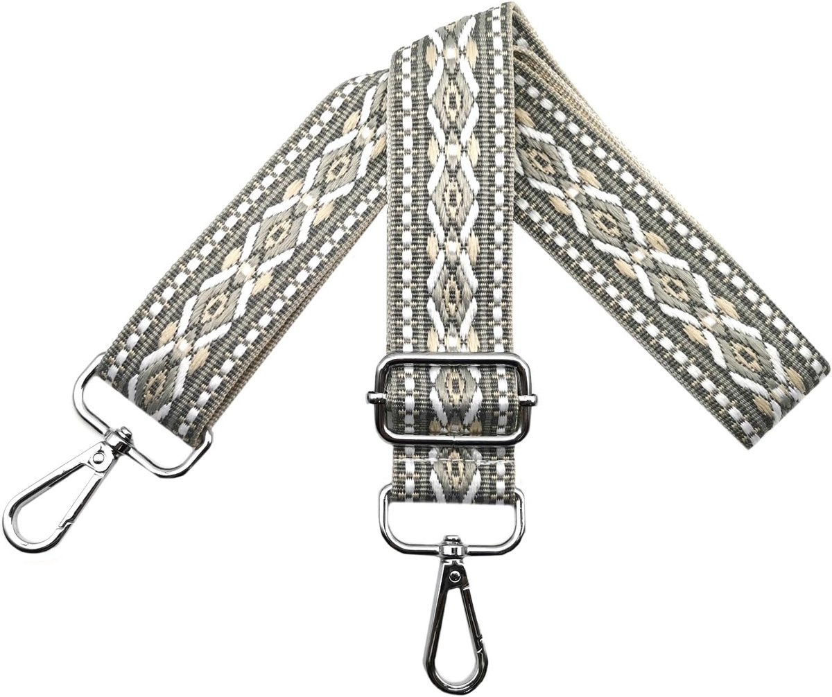 Schouderriem voor tassen, draagriem voor dames, tasriem om te wisselen, tasriem breed 3,8 cm met zilveren karabijnhaak, schouderriem voor schoudertas, handtassen, kleurrijk, N