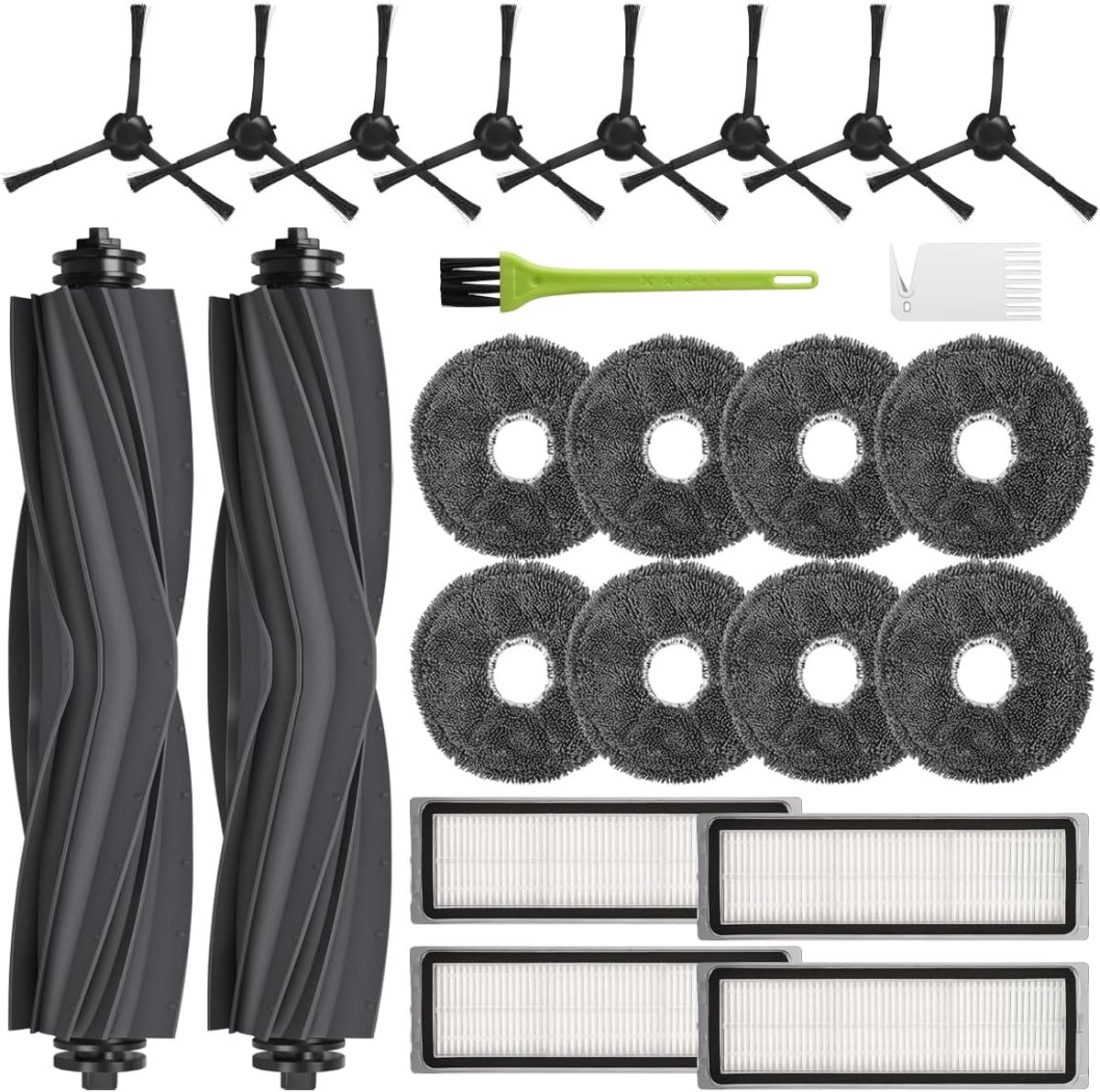 Accessoires voor Dreame L10s Ultra/L10 Ultra/L10s Pro, reserveonderdelenset voor Xiaomi X10 Plus robotstofzuiger met 2 hoofdborstels, 4 HEPA-filters, 8 dweilpads, 8 zijborstels