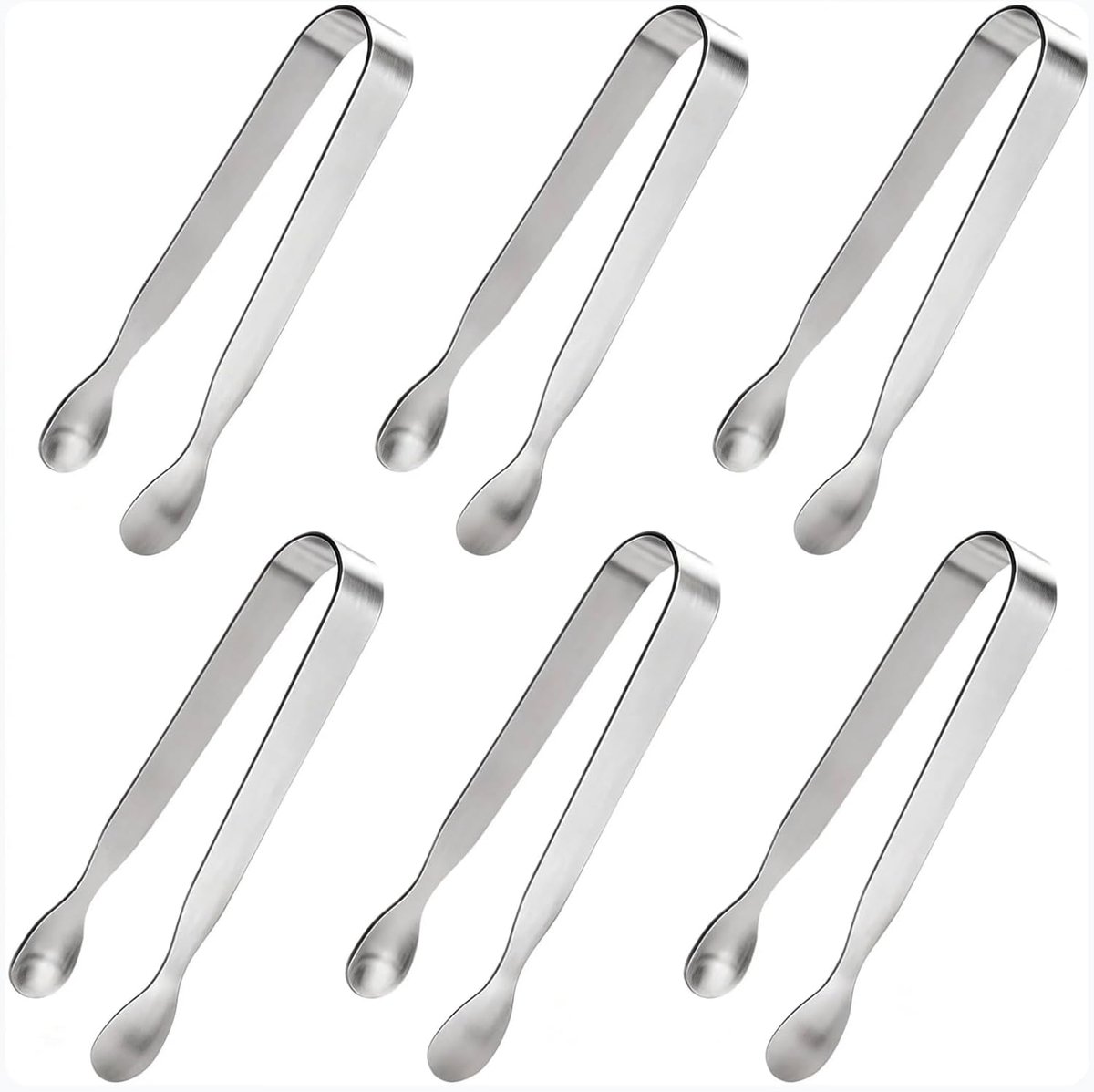 Suikerklontjes Tangen - RVS Mini Serveertangen Voorgerechten Tangen Kleine metalen ringen voor Tea Party Koffiebar (6 STUKS)