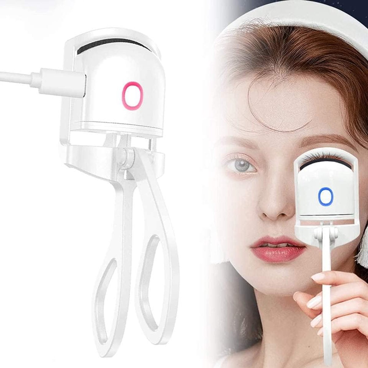 Verwarmde wimperkruller, elektrische wimperkruller USB-oplaadbaar, snel opwarmen, 2 temperatuurstanden, voor een natuurlijke en langdurige wimperkrul, compact wimperstylingapparaat voor dagelijks gebruik