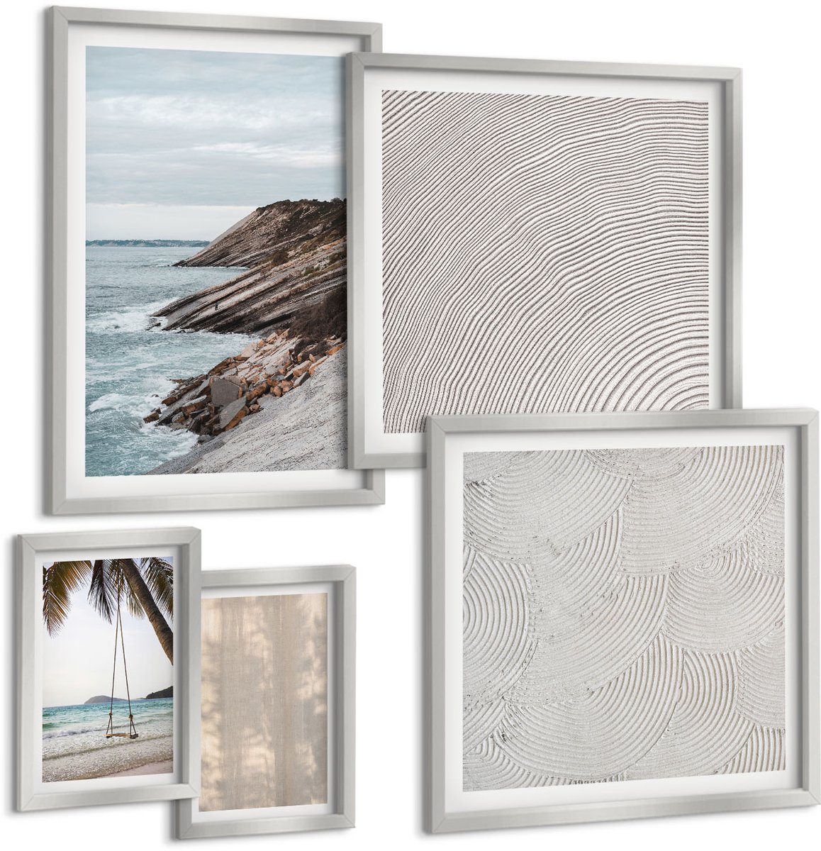 Coloray 5-Delige Schilderij Set - Abstracte Marmerpatronen Met Steenstructuur - 20 x 30 cm - Wanddecoratie - Schilderijen Set - Interieur - Interieur Decoratie