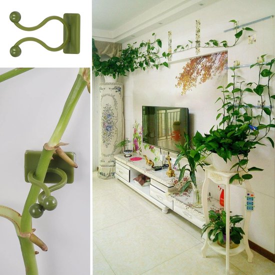 Zelfklevende Steun voor Klimplanten - Duurzame Klemmen - Muurbevestiging - Groene Klem - Plantenhaken - Geschikt voor Binnen en Buiten — afbeelding 3