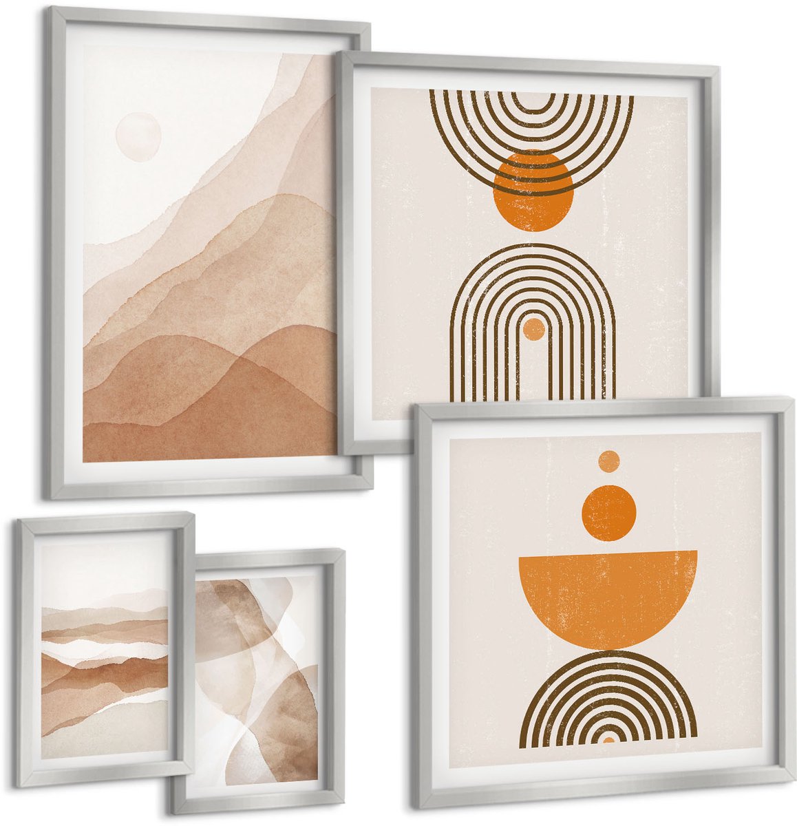 Coloray 5-Delige Schilderij Set - Vliegende Zwerm Vogels In Minimalistische Stijl - 20 x 30 cm - Schilderijen Set - Wanddecoratie - Woonkamer - Moderne Wanddecoratie