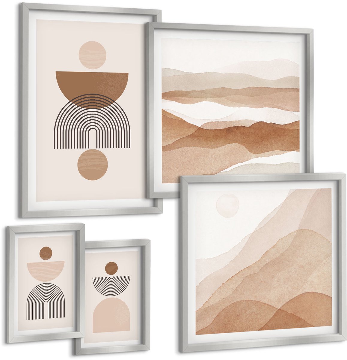 Coloray 5-Delige Schilderij Set - Groene Landschappen Met Watervallen En Rotsen - 20 x 30 cm - Muurdecoratie - Decoratieve Schilderijen - Wohnzimmer - Woonkamer Decoratie
