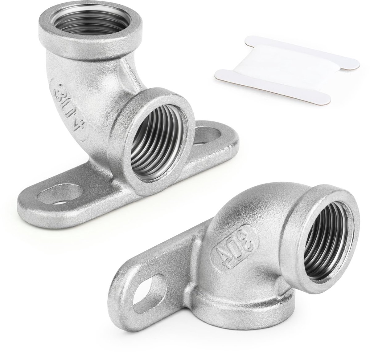 TAISHER 2PCS 304 roestvrijstalen 90 graden elleboogfittingen met vaste bevestiging, 1/2 Inch BSP Female Pipe to 1/2 - ShopVlot