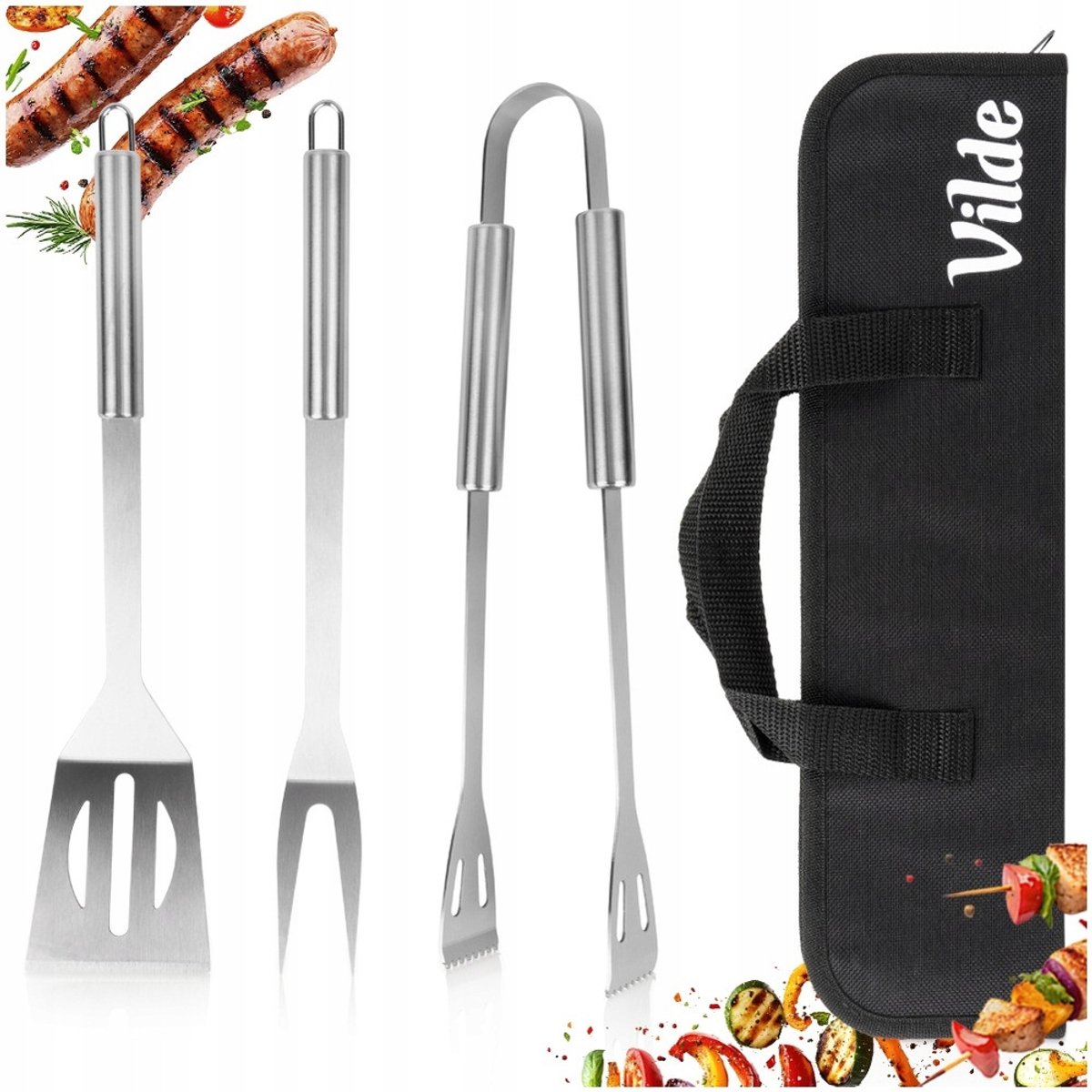 3-delige Grillset RVS - Inclusief Lepel, Tang en Vork