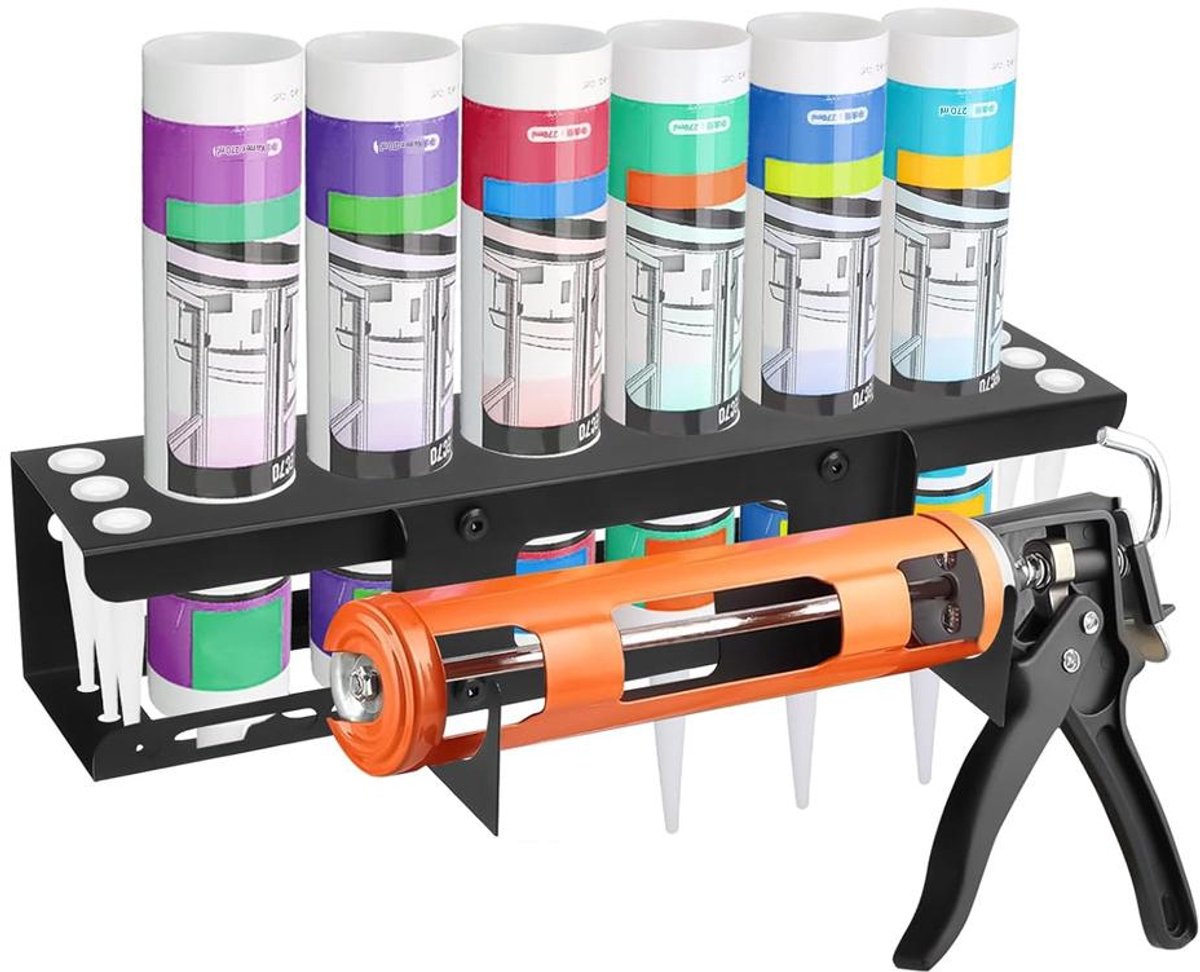 Muurbeugel voor Silicone Dispenser - Opbergrek voor Kitten - 6 Vakken - Hulpmiddelen - Montage Met Schroeven