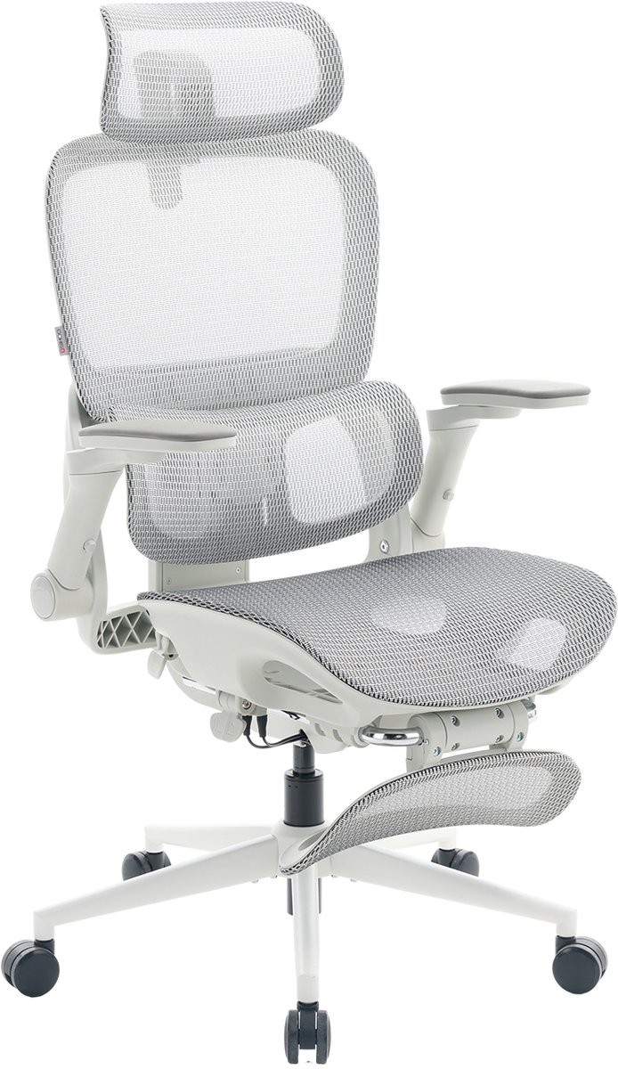 SIHOO B300 Pro Ergonomische bureaustoel-Adaptieve Dynamische Lendensteun-6D Opklapbare Armleuningen-3D Hoofdleuning-135° Kanteling- Voetsteun- Wit