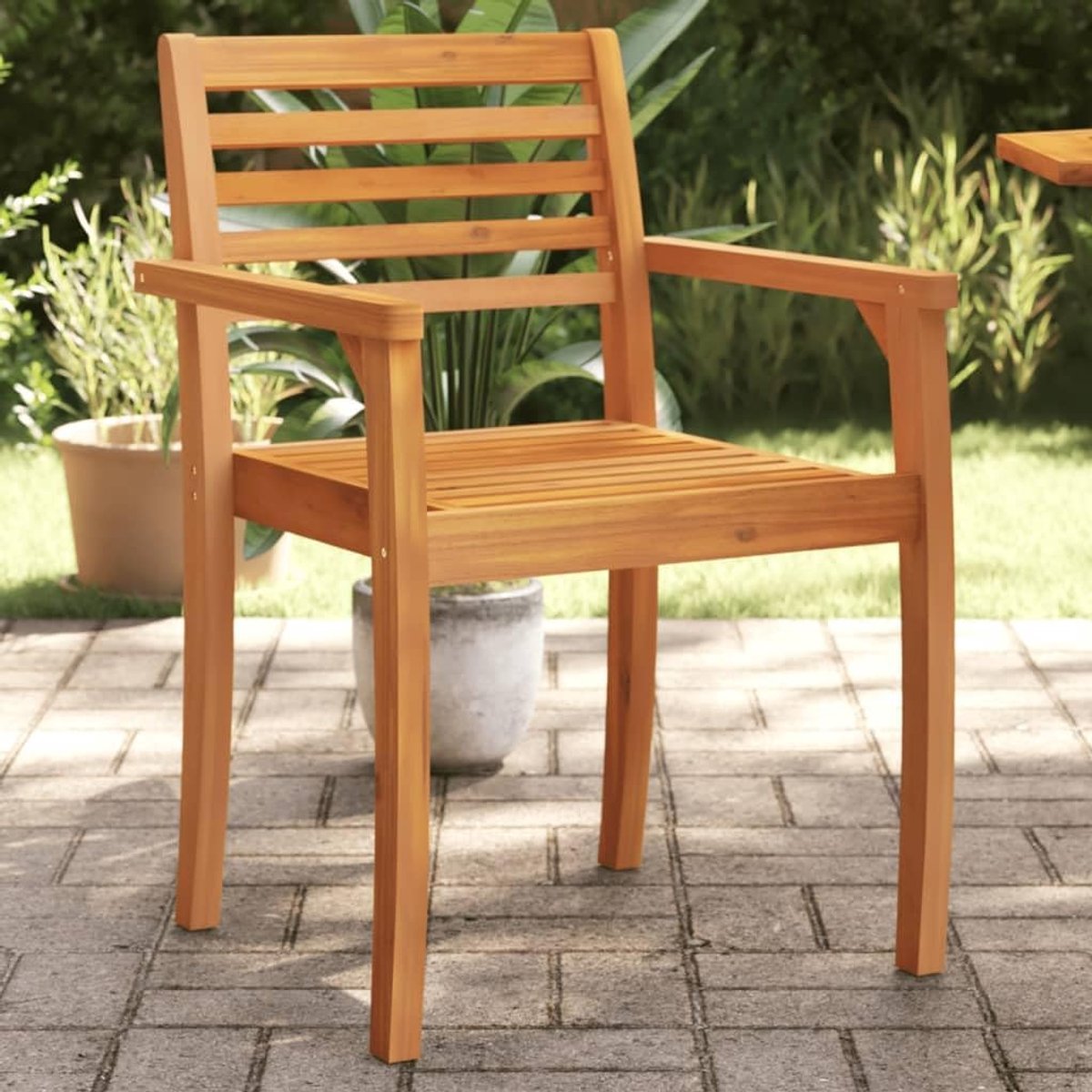 Tuinstoelen, 2 stuks, 59 x 55 x 85 cm, van massief acaciahout, stoelen, eetkamerstoelen, tuin, outdoor, buitenstoel, J4004912