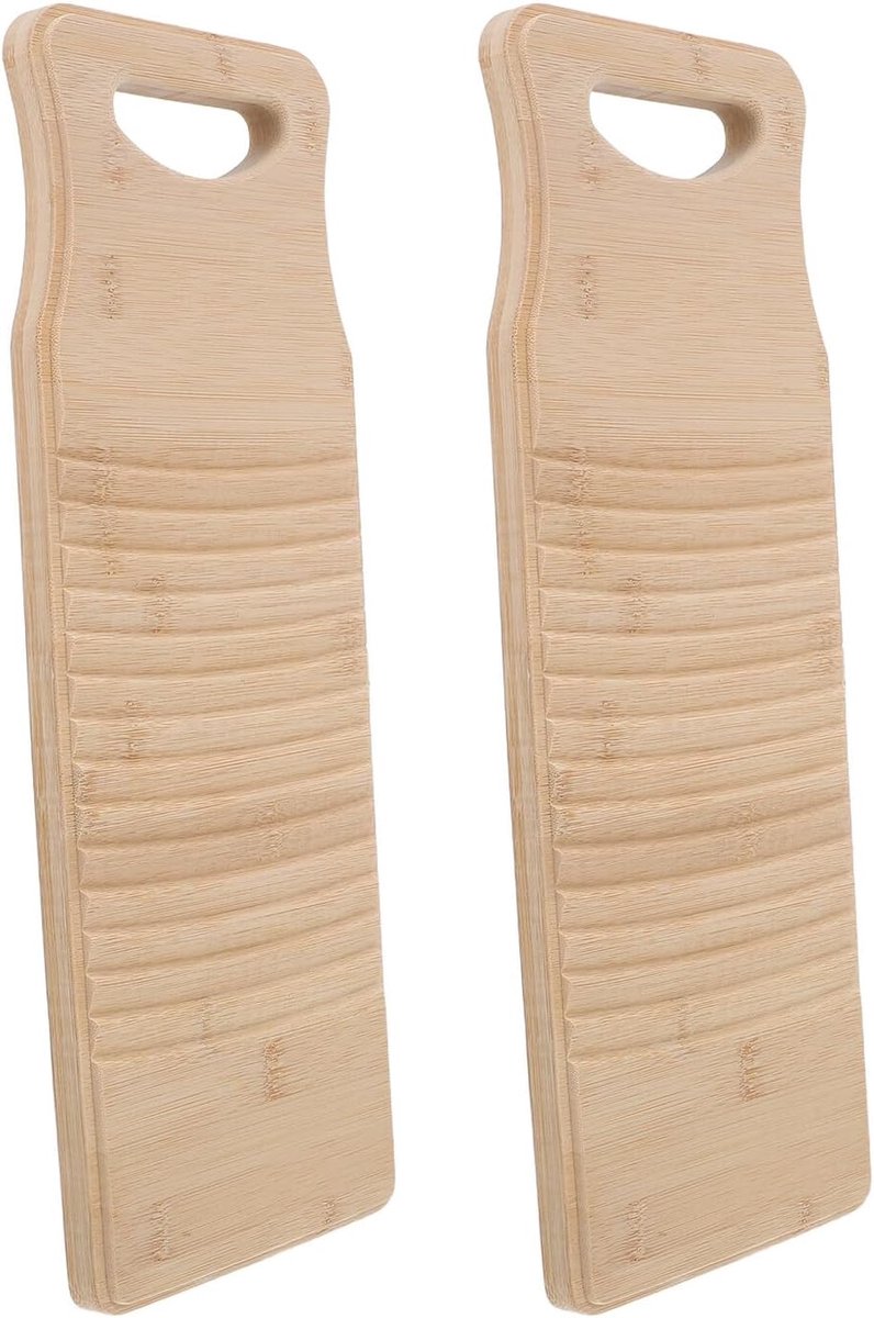 2 Stuks Bamboe Wasbord Handwasbord voor Kleding Antislip Geribbeld Wasgoed Schoonmaakbord Duurzaam Natuurlijk Wasplank voor Badkamer Wasbak Gebruik