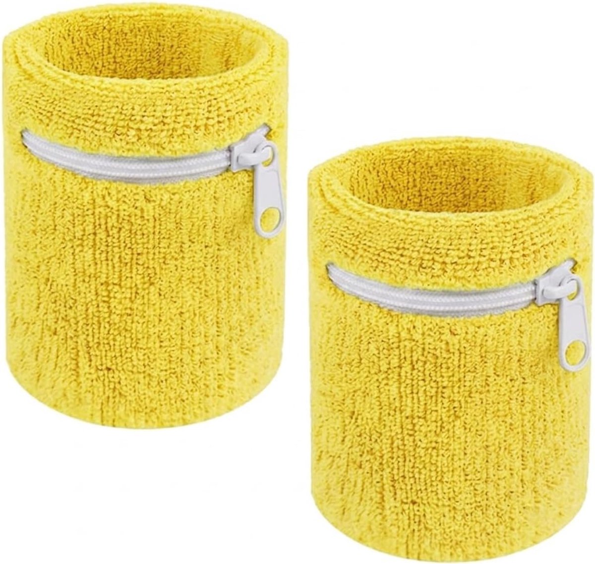 1 Paar Gele Frotte Sport Polsband, Lange Zweetband Ademend En Zacht, Ideaal Voor Hardlopen, Tennis, Basketbal En Fitness, Elastische Polsbeschermer Voor Dames En Heren