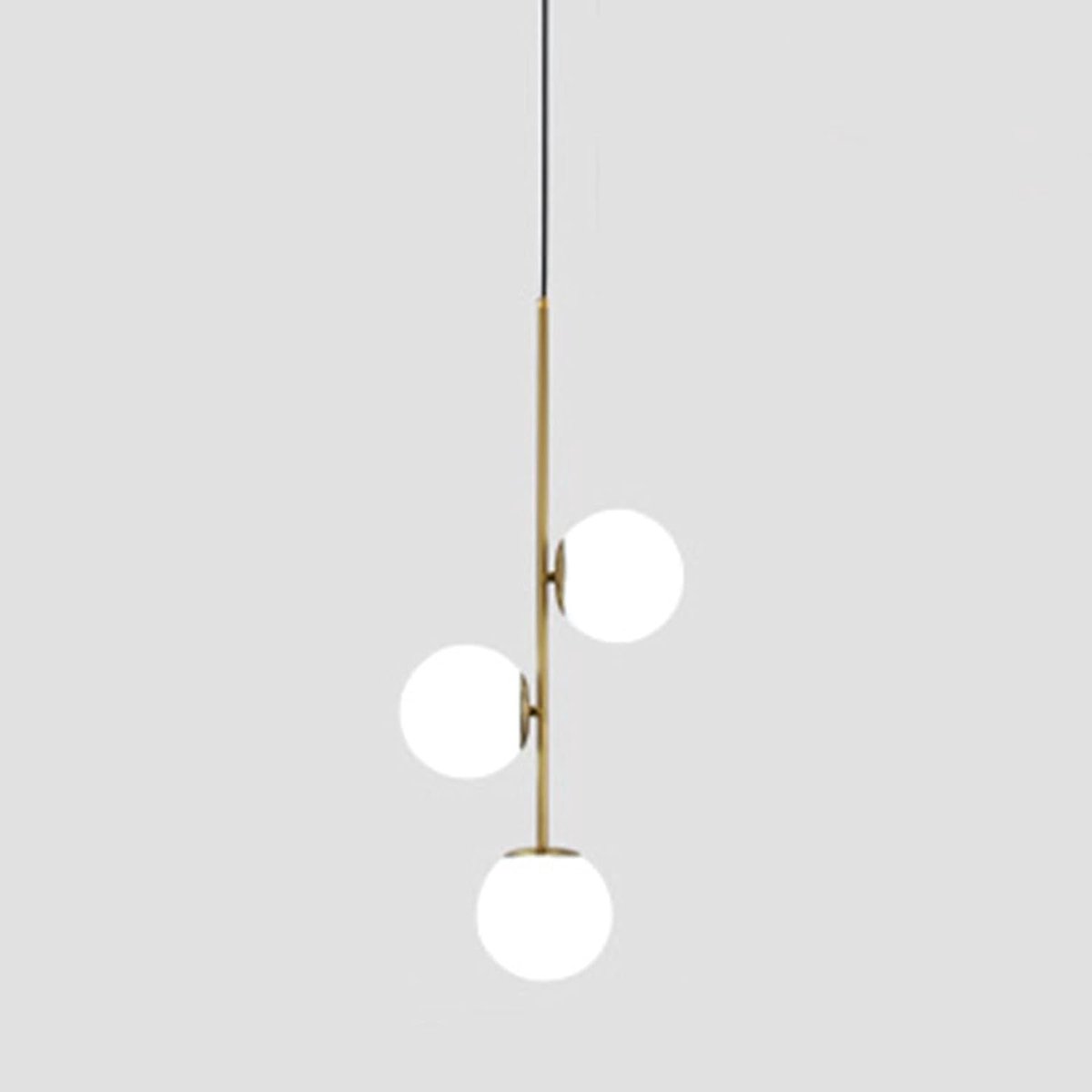 hanglamp van wit glas, witte glazen bol en messing goud Matel hanglamp kroonluchter plafondlamp (3-lichts)