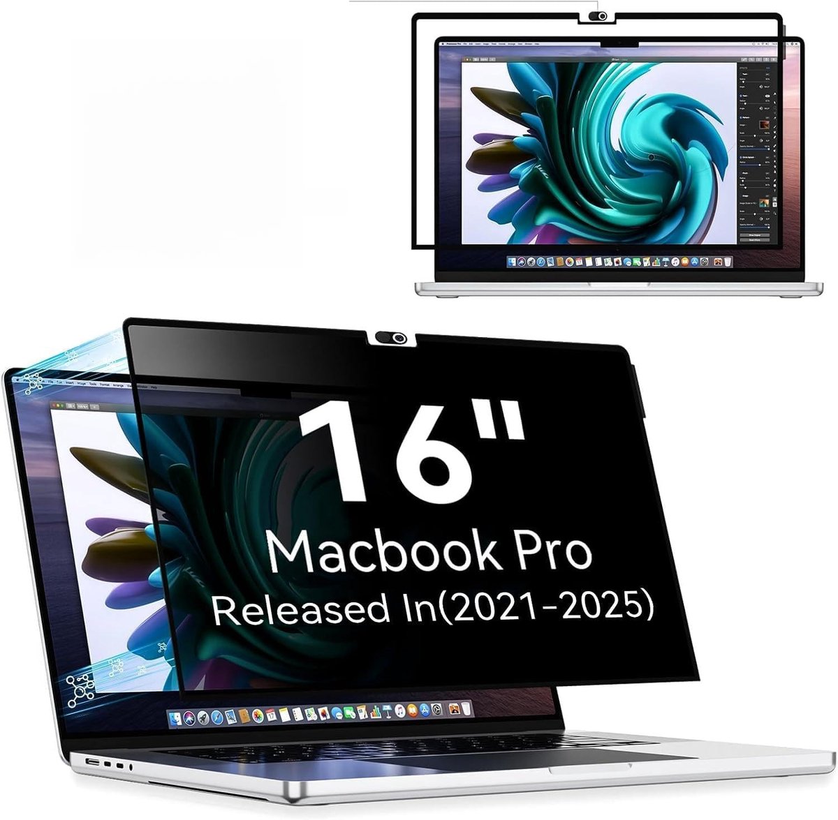 Privacyfilter voor MacBook Pro 16 inch (2021-2024, M1, M2, M3, M4), afneembare schermbescherming, anti-spionagefilter, blauw reflecterend licht, laptop privacyscherm voor Mac Pro 16
