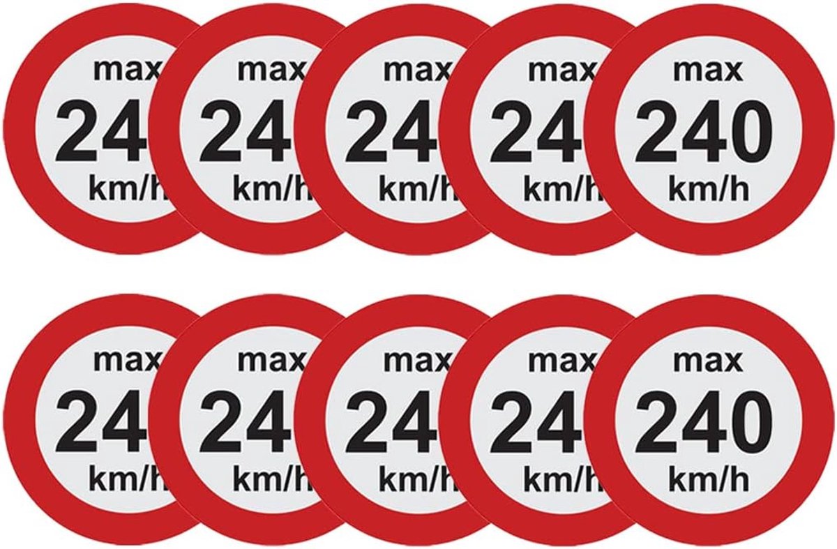 10 stuks snelheidsstickers winterbanden stickers 160-240 km/u zelfklevende vinyl stickers (25 mm x 25 mm) (240 km/h)