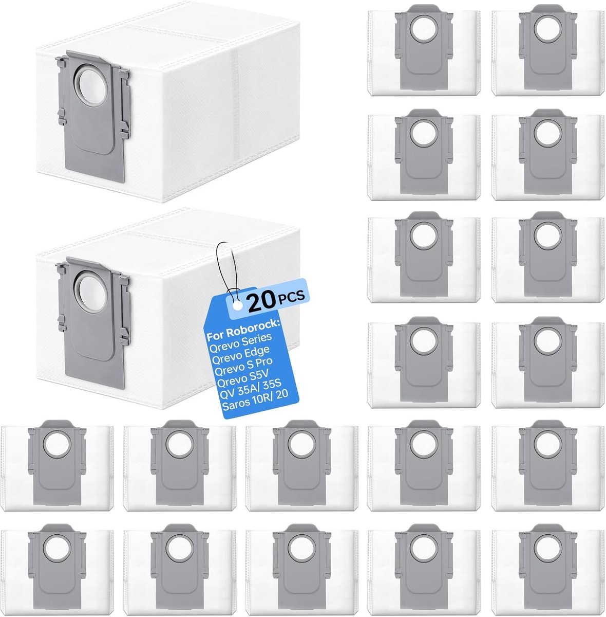 20 stuks stofzuigerzakken voor Roborock QV 35A/QV 35S, Qrevo S Pro, Saros 20