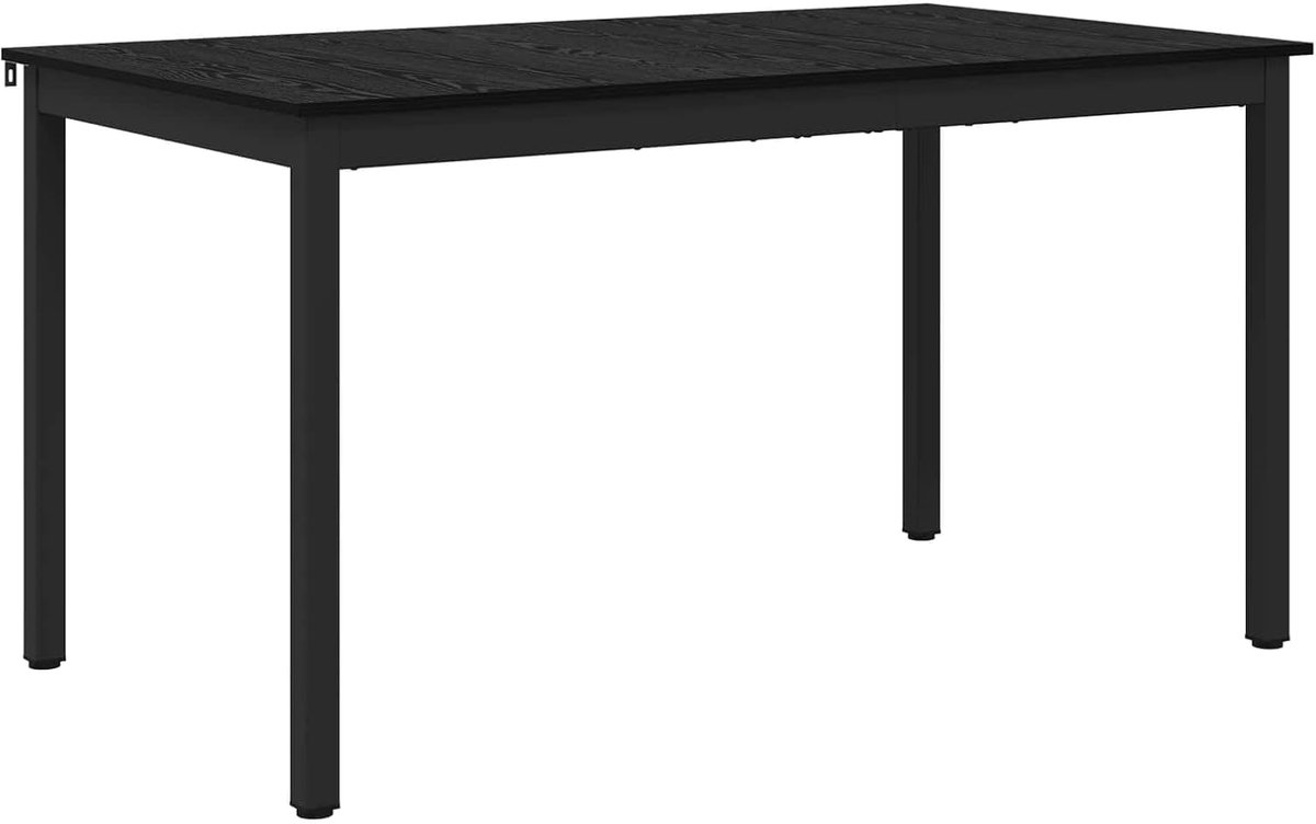 Eettafel, 140 x 80 x 75 cm, zwart metalen frame met vierkante poten, duurzaam houten oppervlak, modern design voor eetkamer en keuken