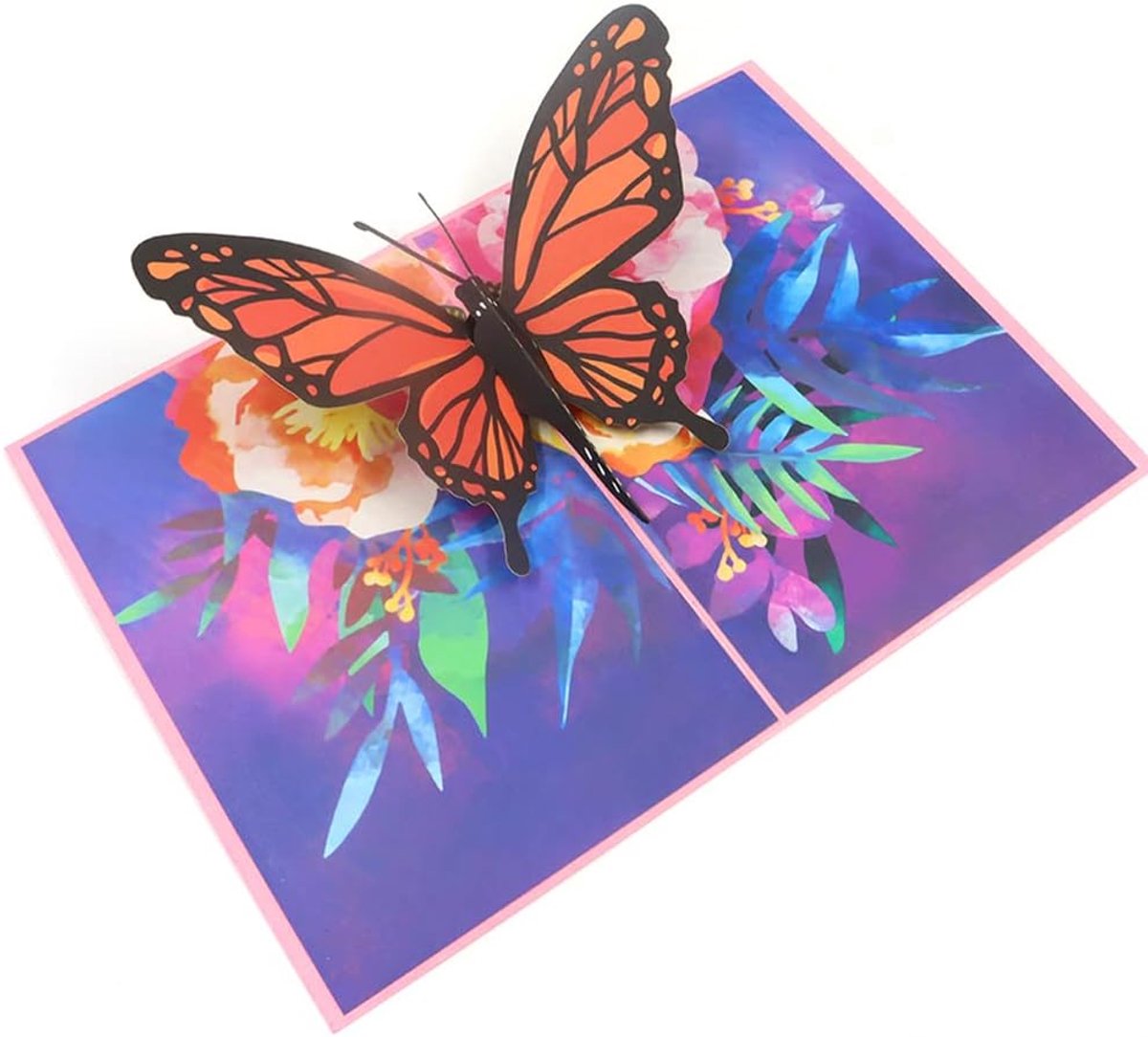 13 x 18 cm vlinder pop-up kaart, 3D wenskaart verjaardag, lente vlinders pop-up kaart voor dankbaarheid Moederdag, jubileum, Valentijnsdag, Kerstmis (oranje)