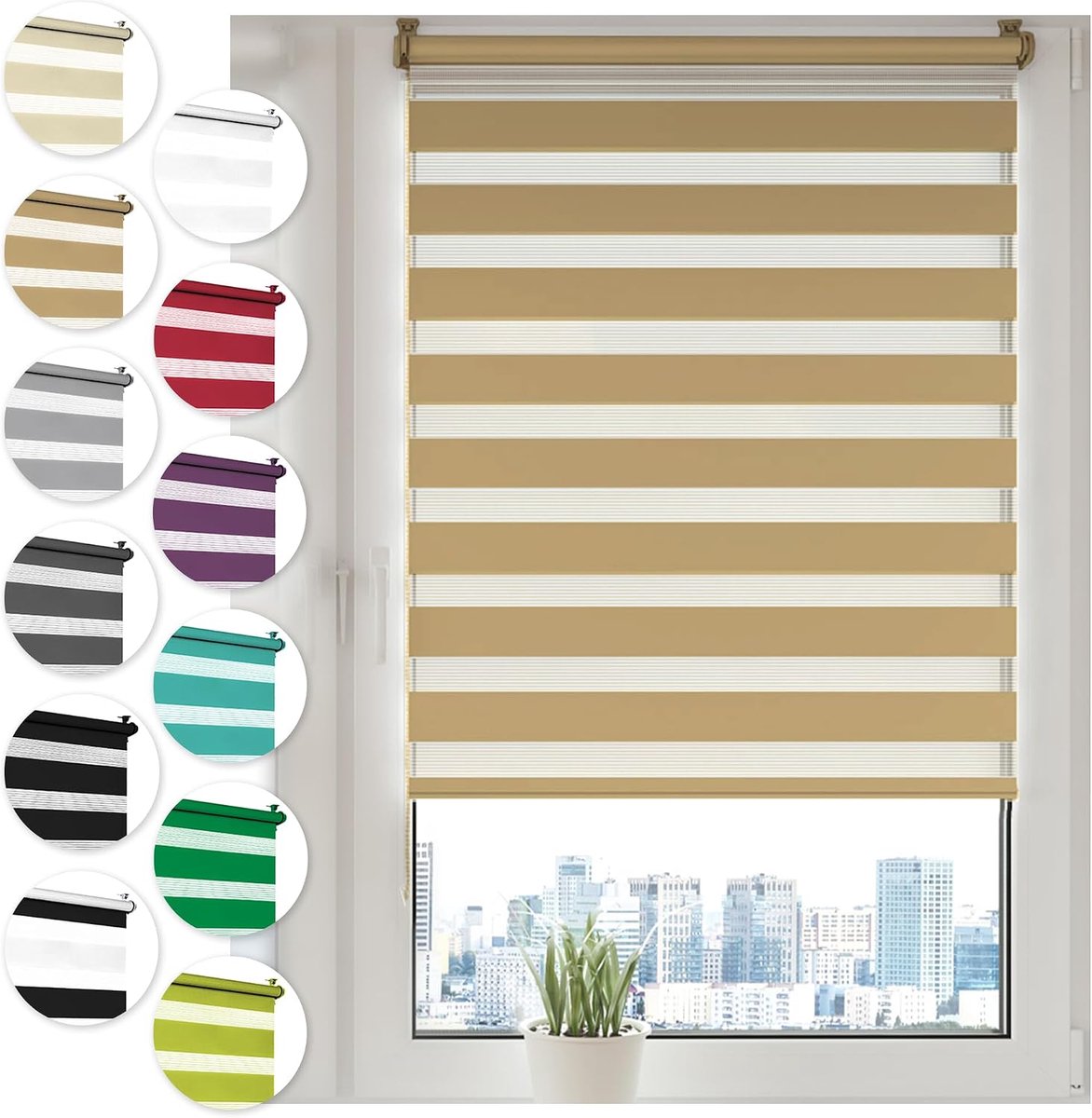Duo Rolgordijn Zonder Boren 70x130cm Klemmfix Beige voor Ramen