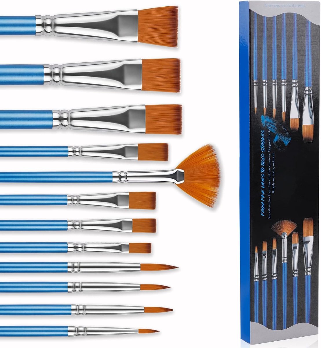 Gezichtskwastenset: 12 stuks make-upkwastenset, geschikt voor lichaams- en gezichtsschilderen en voor acryl- en aquarelschilderen; speciale kwasten voor Halloween, carnaval en feestmake-up