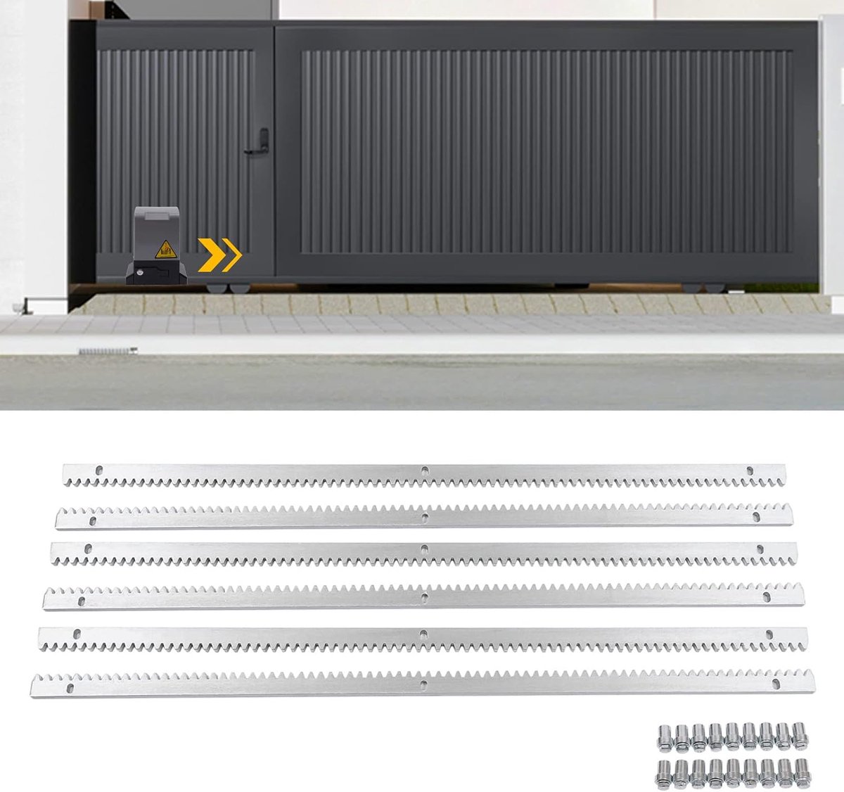 6 x tandstangen 1 m φ12 mm schuifpoort tandstang voor schuifpoortaandrijving, elektrische schuifpoort, garagedeuraandrijving
