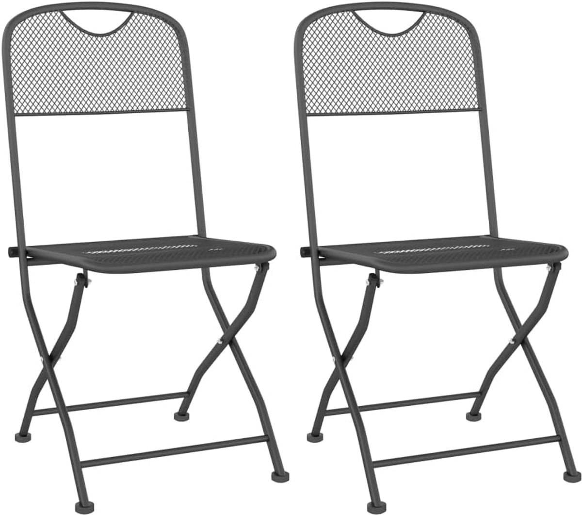 Exclusive - Tuinstoelen inklapbaar 2 st metaalgaas antracietkleurig