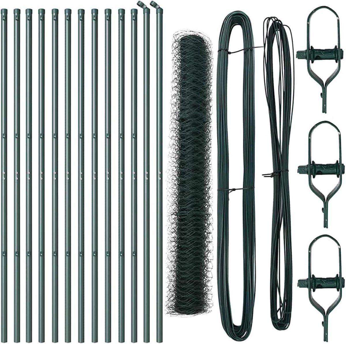 Hekpalen, groen, 25 x 1,4 m (36 mm mazen), staal en pvc, net voor kleine dieren, mobiele omheining, tuinhek voor tuin, huis, binnenplaats, kippenhek, konijnenverblijf, wildschutz3352682