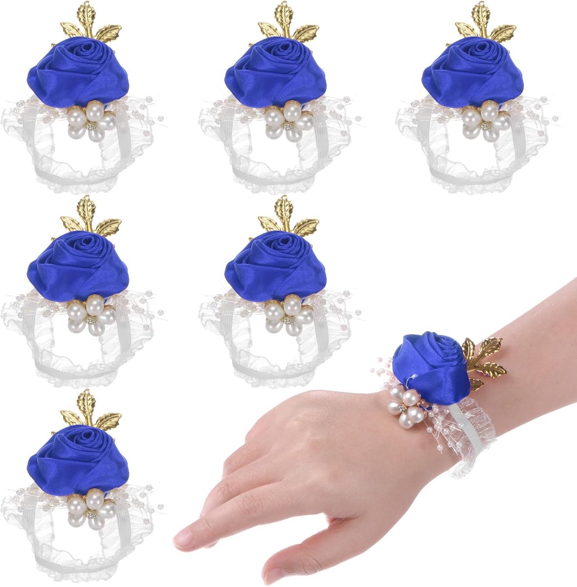 Pols Corsage Armbanden, Kunstbloem Corsage Armbanden voor Bruiloft, Pols Corsages Band