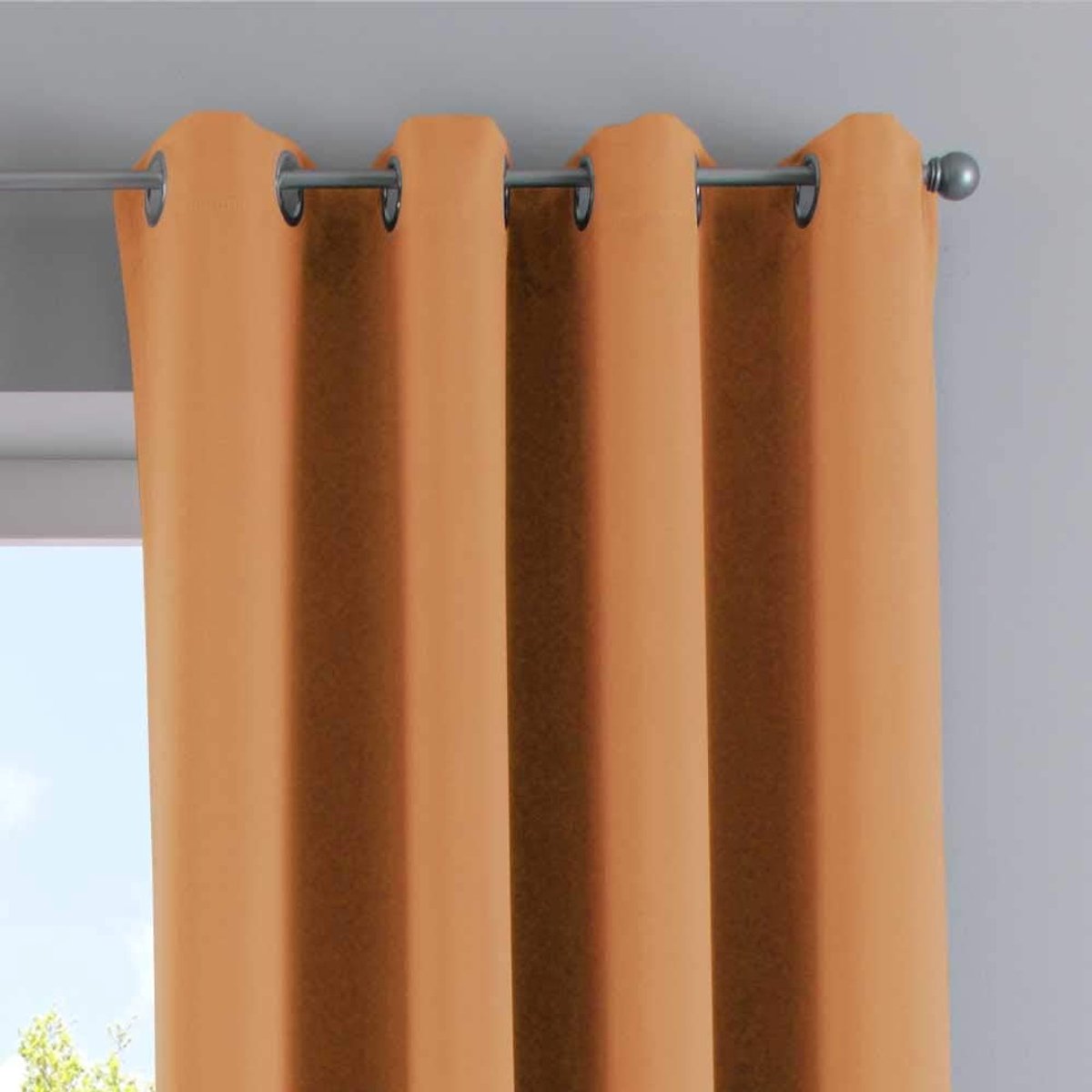 Gordijnen ondoorzichtig "Newyork" oranje H x B 225 x 295 cm 2-pack thermische gordijnen verduisteringsgordijn verduisterende oogjes geluidsisolerend Öko-Tex UV-bescherming vouwhouder
