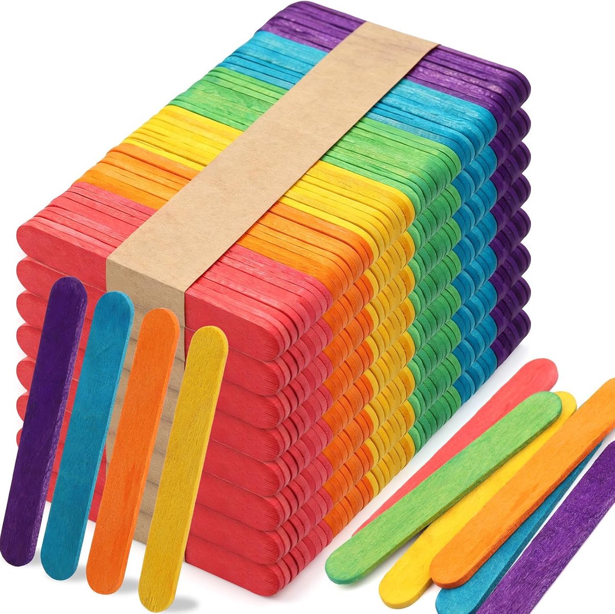 Houten knutselstokjes, lollystokjes voor thuis, school, knutselen, ijslolly's, ideaal voor kunstonderwijs, kunstbenodigdheden