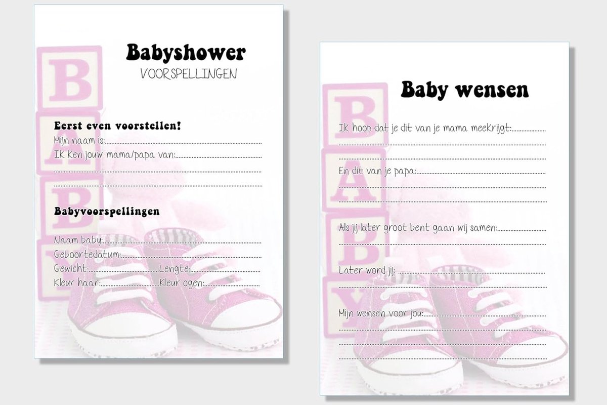 20x leuke babyshower invulkaarten (A5 formaat) babyshower 3