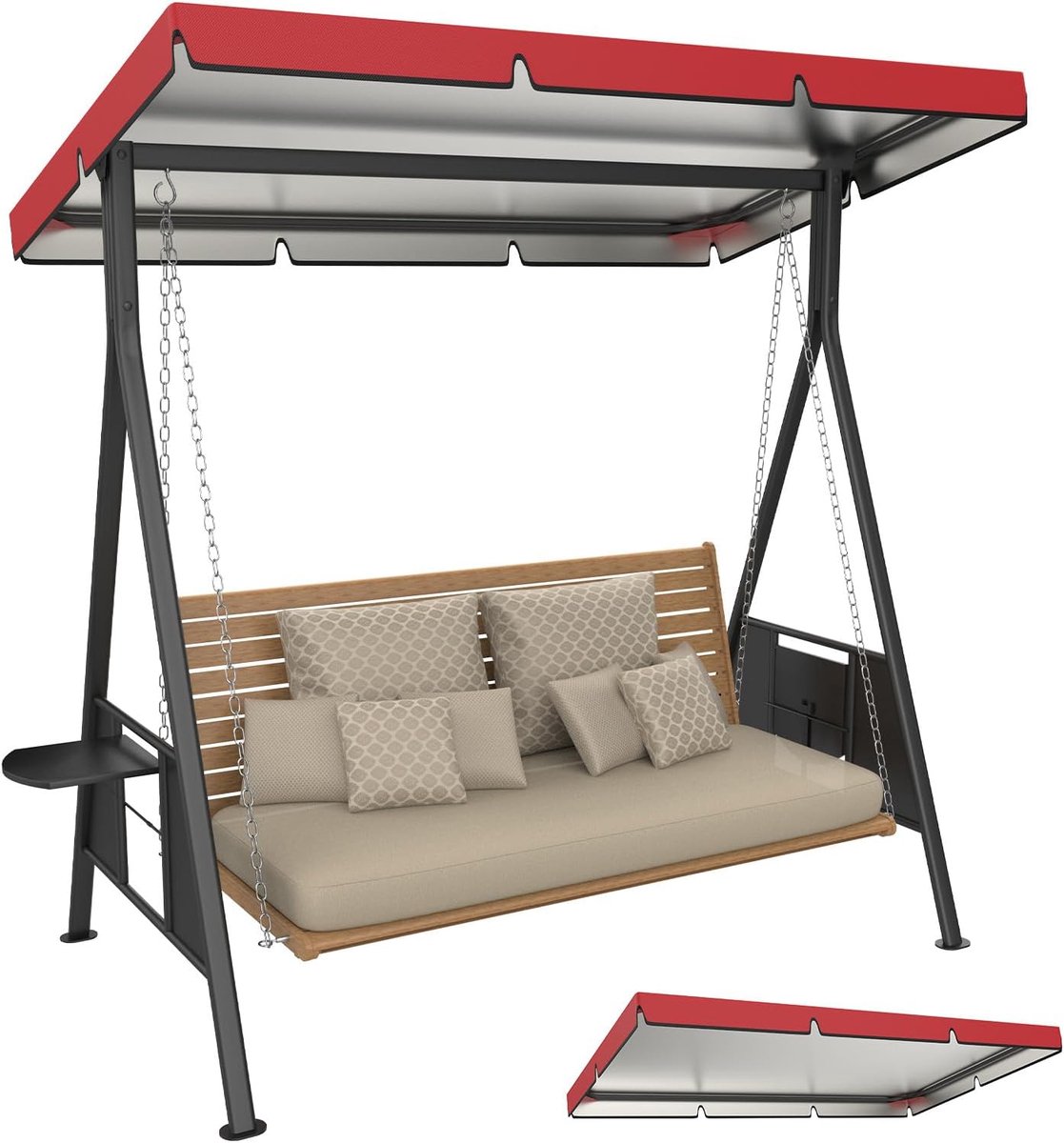 1 x vervangende hoes voor schommelbank, 15,7 x 10,2 x 1,3 cm, 600D Oxford, dik, waterdicht, voor tuin, buiten, binnenplaats, park, veranda, terras, rood