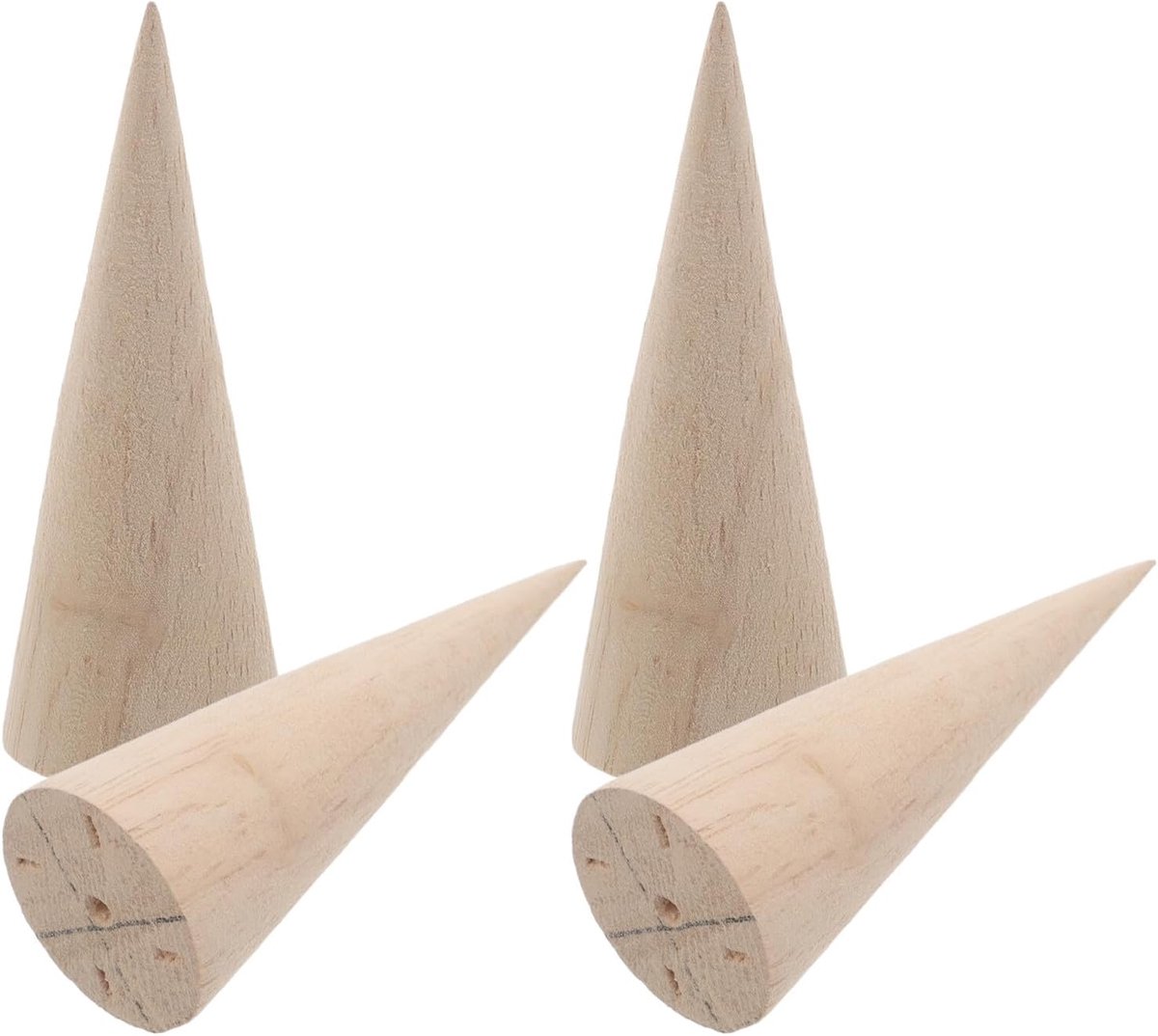 4 Stuks Delige Massief Houten Kegelvormige Balusterpalen Onbewerkt voor Meubeldecoratie Trapaccenten Duurzaam Handgemaakt Hout voor Ambachtelijke Houtprojecten