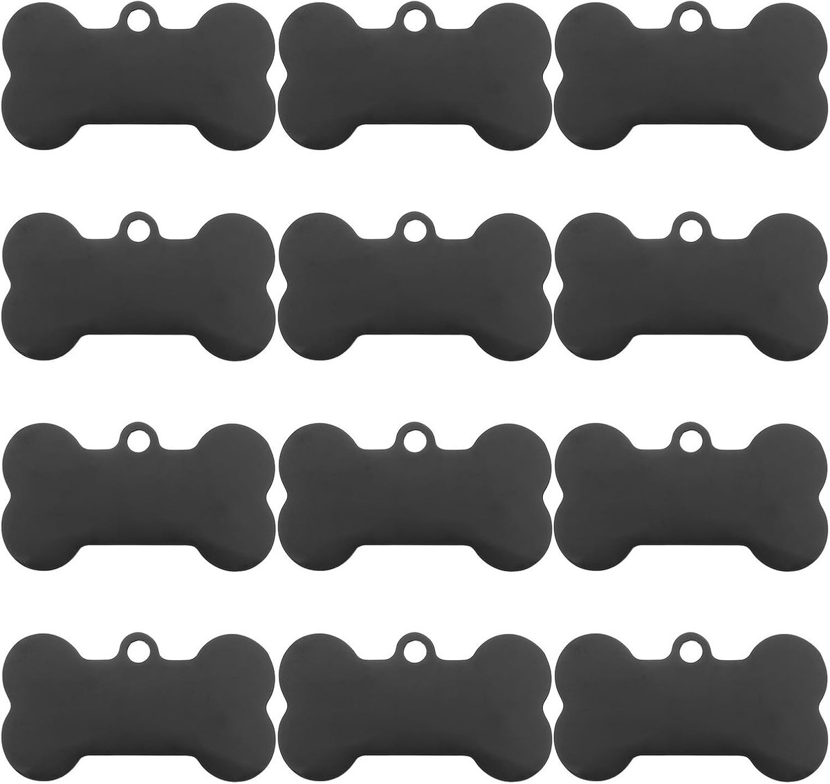 12 Stuks Rvs Botvormige Hondenpenning Krasbestendige Waterdichte Metalen Honden Id-tags met Graveerruimte Geschikt voor Gepersonaliseerde Huisdierlabels Sieraden