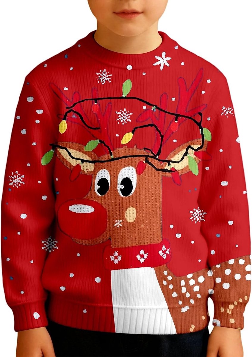 Sweatshirt met lange mouwen en ronde hals voor jongens, met zachte fleece voering, thermische trui, ideaal voor wintervakanties en casual outfits.