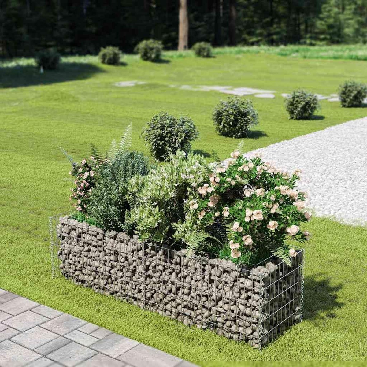 Bed schanskorf, verzinkt staal, 180 x 50 x 50 cm