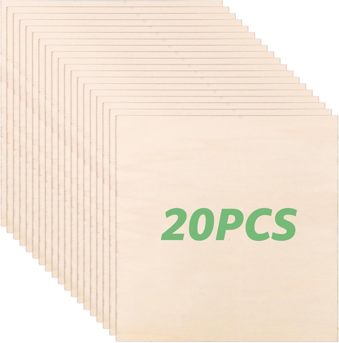20 stuks multiplex, 3 mm, 300 x 300 mm, handgemaakte houten platen, onbewerkt hout, voor doe-het-zelf houtbewerking, knutselen, geschenken, decoratie